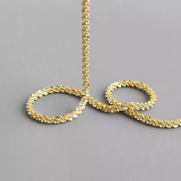 SHINY GOLD NECKLACE 925 STERLING SILVER - Picture 10 of 11